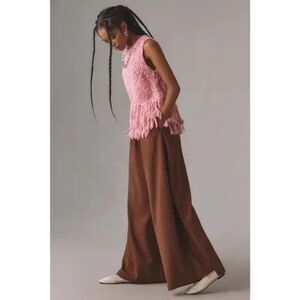 Anthropologie Pilcro Fringe Hem Wool Pink Sweater Vest Size XS New